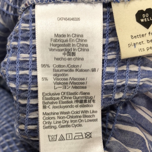 SOLD Madewell Flutter Sleeve Top Size XS Blue White Striped Ruffle Peplum Hem - Picture 6 of 8